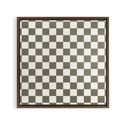 Checkerboard - Olive Green Framed Canvas Print Gallery Image 11