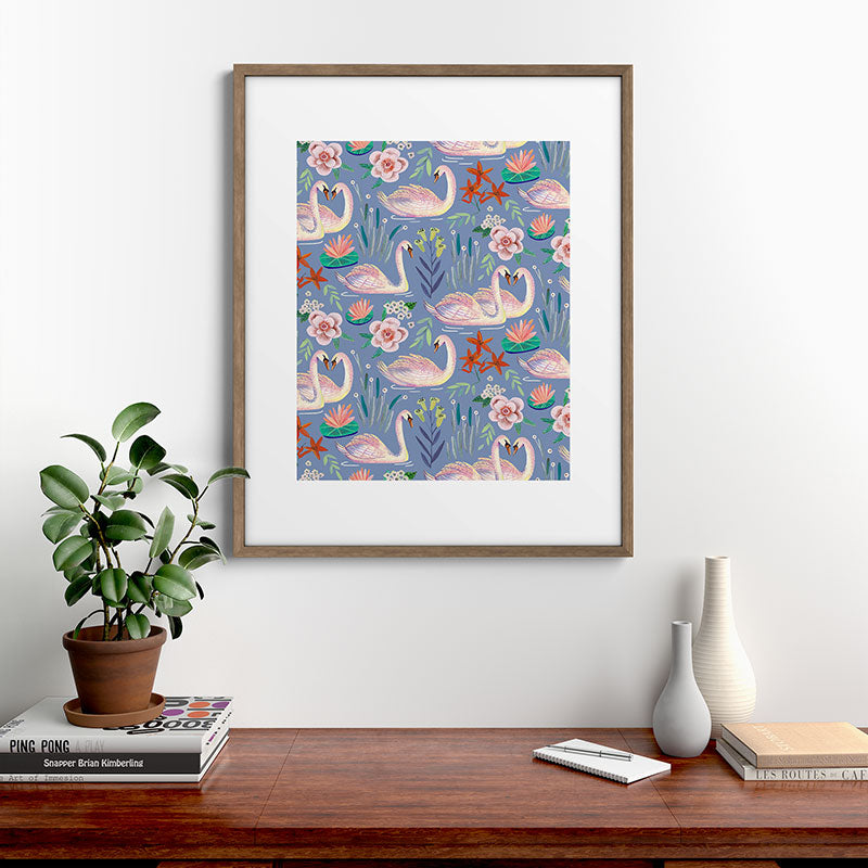 Swan Pattern Framed Art Print Gallery Image 19