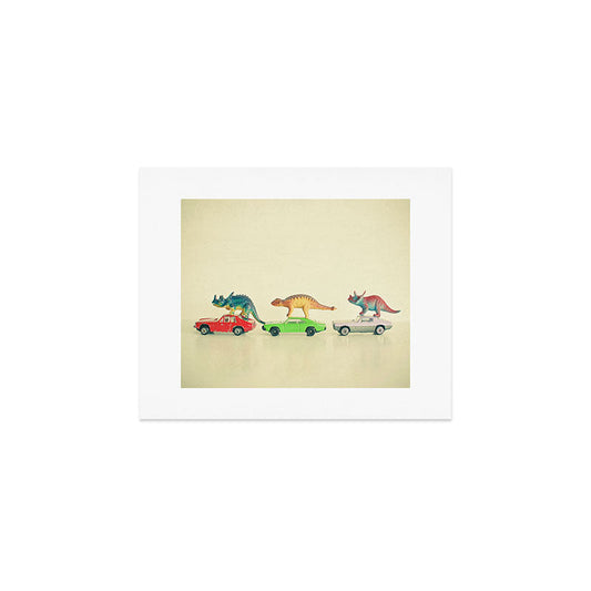 Dinosaurs Ride Cars Art Print Gallery Image 1
