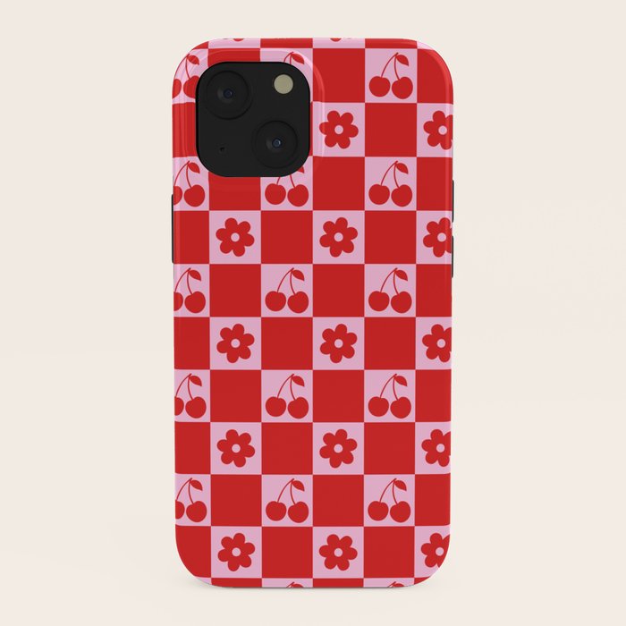 Cherry Flowers Pink & Red Checker iPhone Case Gallery Image 38