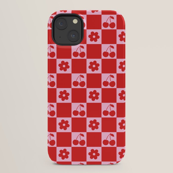Cherry Flowers Pink & Red Checker iPhone Case Gallery Image 22