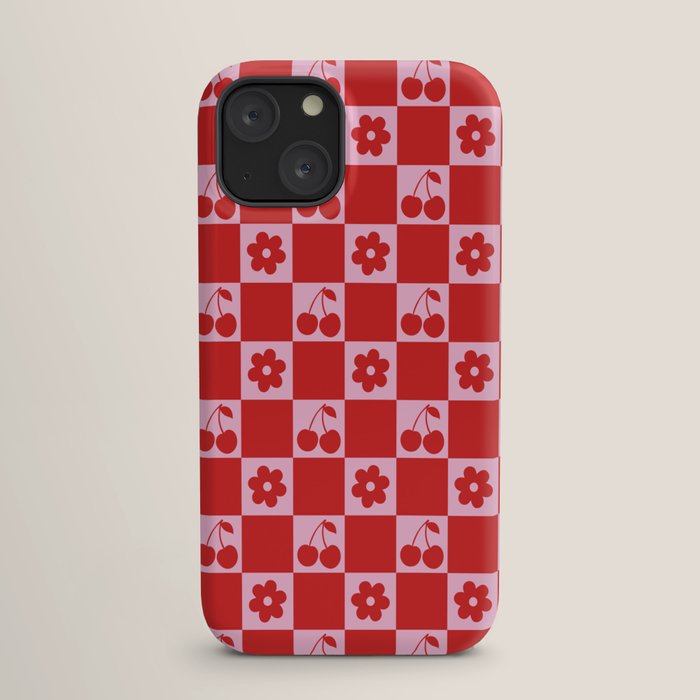 Cherry Flowers Pink & Red Checker iPhone Case Gallery Image 17