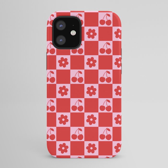 Cherry Flowers Pink & Red Checker iPhone Case Gallery Image 42