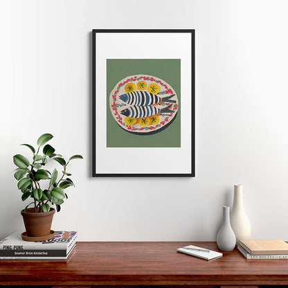 Mediterranean Fish Plate Framed Art Print Gallery Image 6