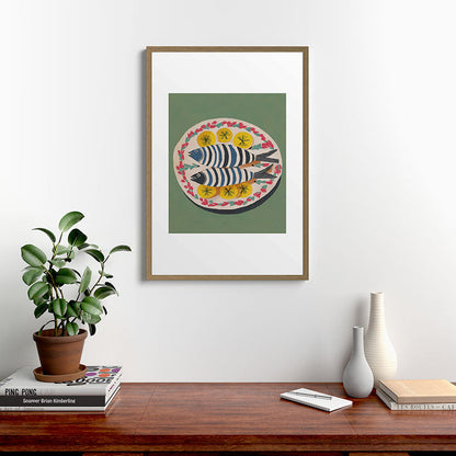 Mediterranean Fish Plate Framed Art Print Gallery Image 13
