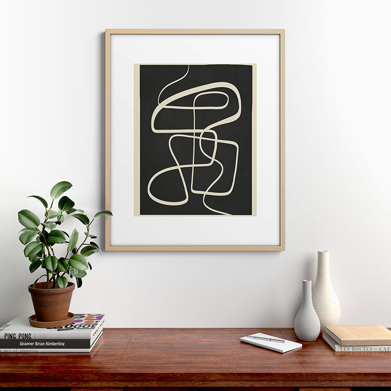 Modern Abstract Lines - Noir Framed Art Print Gallery Image 21