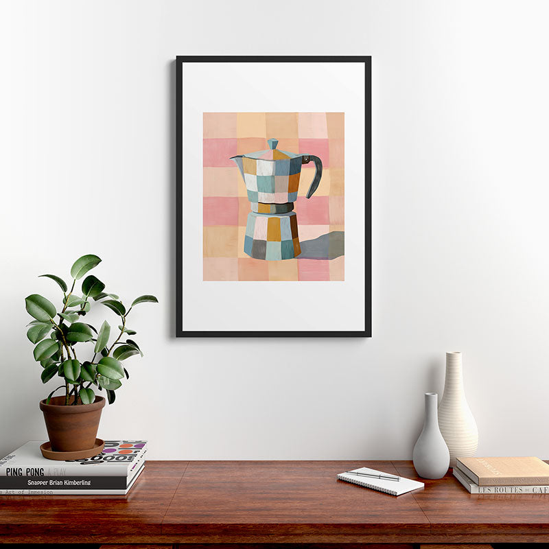 Patchwork Moka Pot Framed Art Print Gallery Image 6