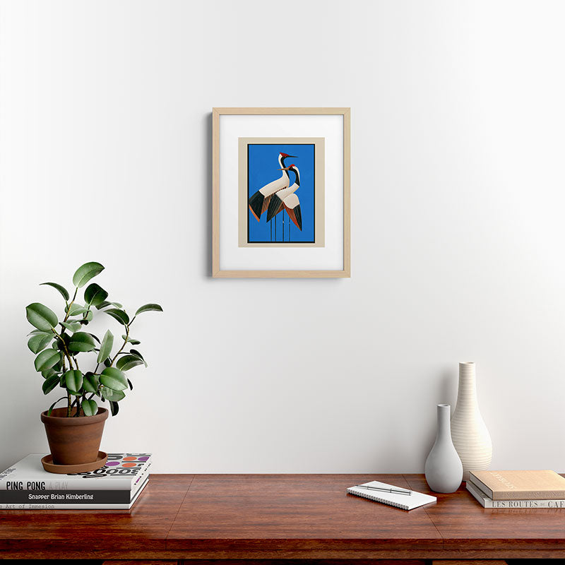 Stillness in Motion - Abstract Cranes in Blue Framed Art Print Gallery Image 18