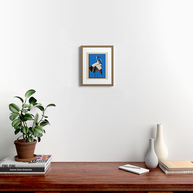 Stillness in Motion - Abstract Cranes in Blue Framed Art Print Gallery Image 9