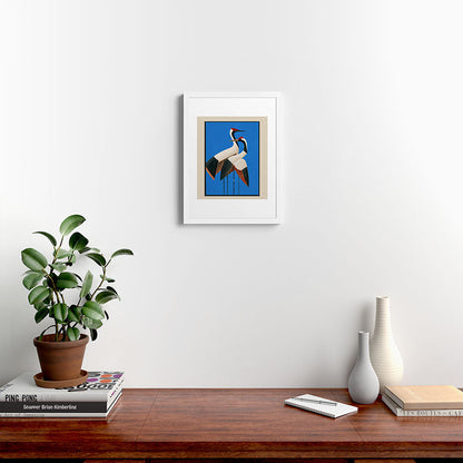 Stillness in Motion - Abstract Cranes in Blue Framed Art Print Gallery Image 24