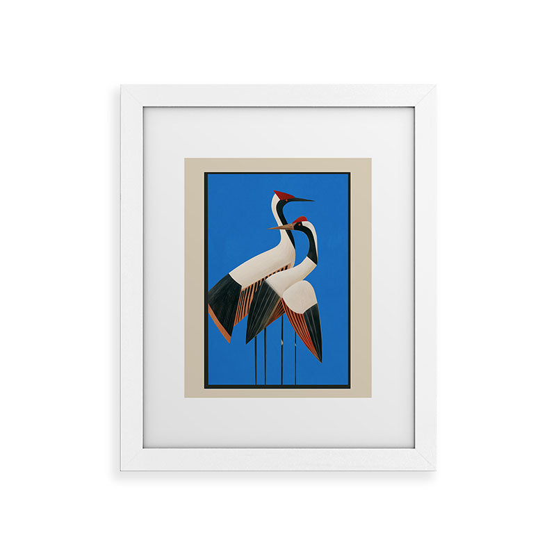 Stillness in Motion - Abstract Cranes in Blue Framed Art Print Gallery Image 51