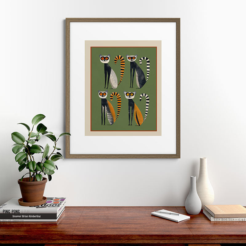 Striped Lemurs Framed Art Print Gallery Image 42