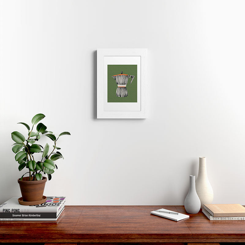 Zebra Moka in Olive Framed Art Print Gallery Image 52
