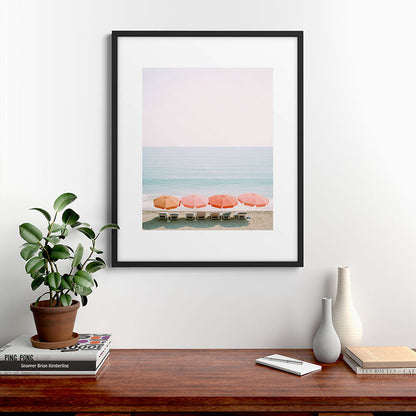 Beach Umbrella Pastel Minimalist AI Photography Framed Art Print Gallery Image 7