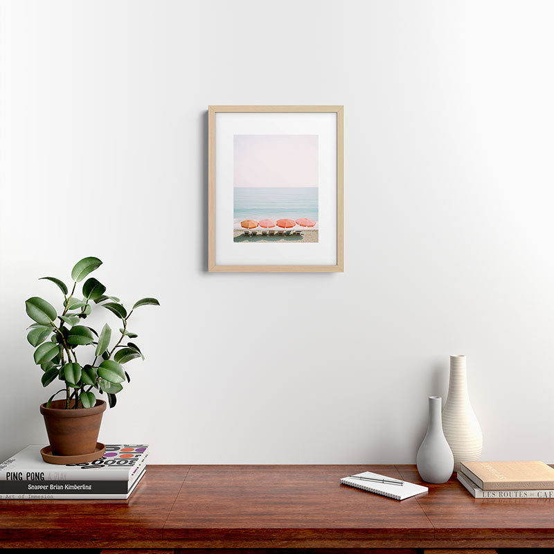 Beach Umbrella Pastel Minimalist AI Photography Framed Art Print Gallery Image 18
