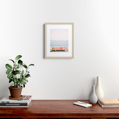 Beach Umbrella Pastel Minimalist AI Photography Framed Art Print Gallery Image 18
