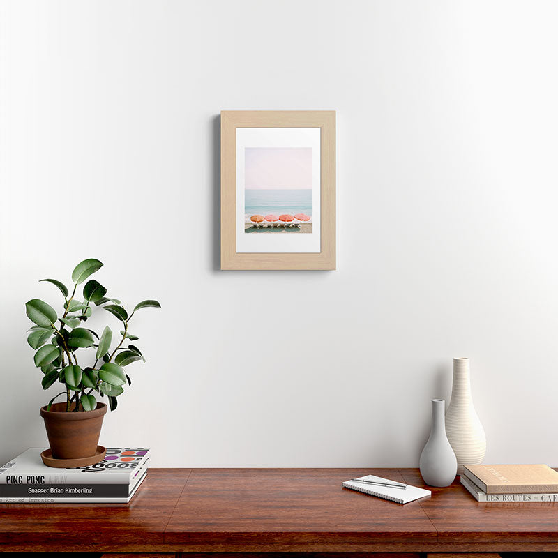 Beach Umbrella Pastel Minimalist AI Photography Framed Art Print Gallery Image 45