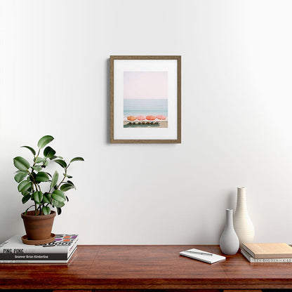 Beach Umbrella Pastel Minimalist AI Photography Framed Art Print Gallery Image 11