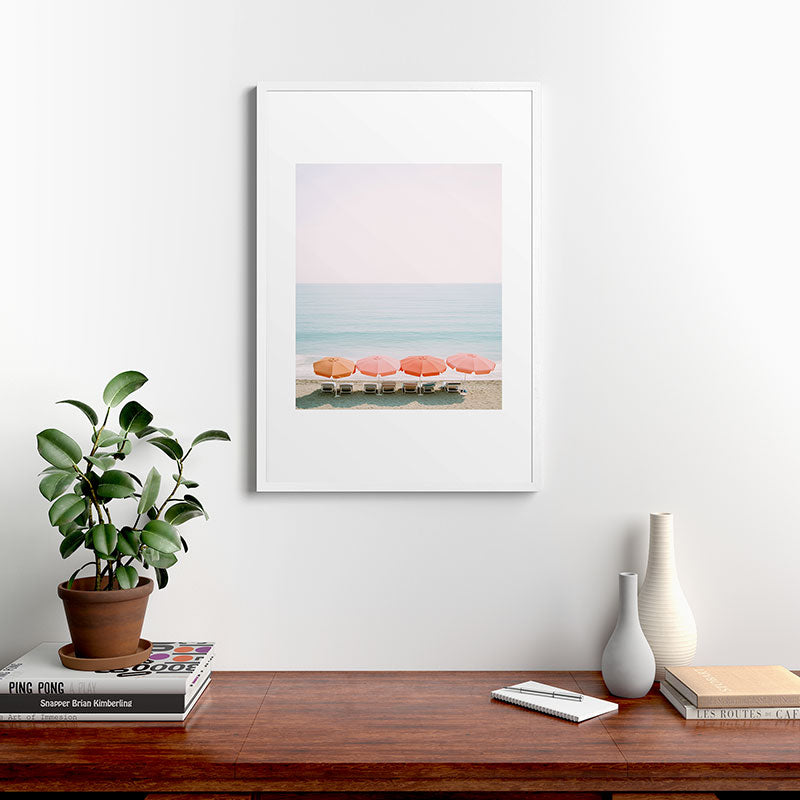 Beach Umbrella Pastel Minimalist AI Photography Framed Art Print Gallery Image 27
