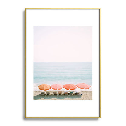 Beach Umbrella Pastel Minimalist AI Photography Framed Art Print Gallery Image 90