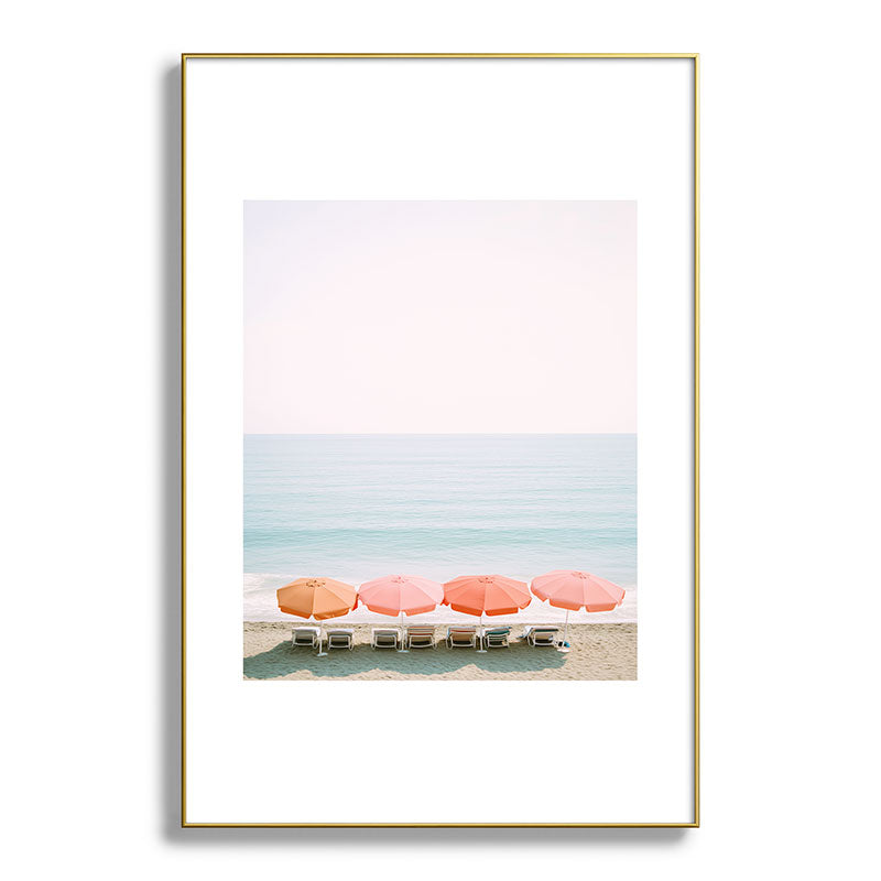 Beach Umbrella Pastel Minimalist AI Photography Framed Art Print Gallery Image 93
