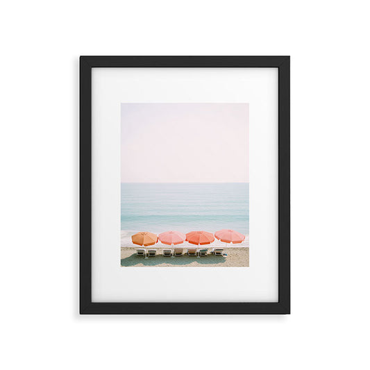 Beach Umbrella Pastel Minimalist AI Photography Framed Art Print Gallery Image 1