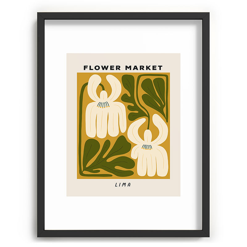 Flower Market Lima, Retro Eclectic Floral Print Framed Art Print Gallery Image 60