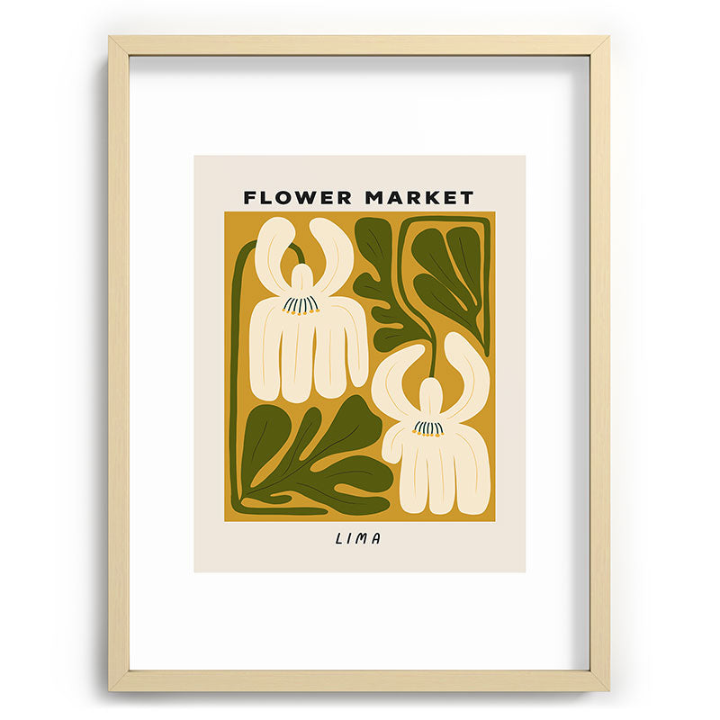 Flower Market Lima, Retro Eclectic Floral Print Framed Art Print Gallery Image 72