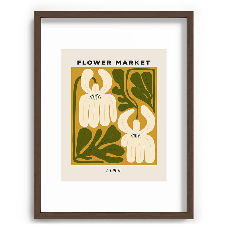 Flower Market Lima, Retro Eclectic Floral Print Framed Art Print Gallery Image 66