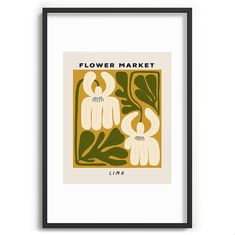 Flower Market Lima, Retro Eclectic Floral Print Framed Art Print Gallery Image 62