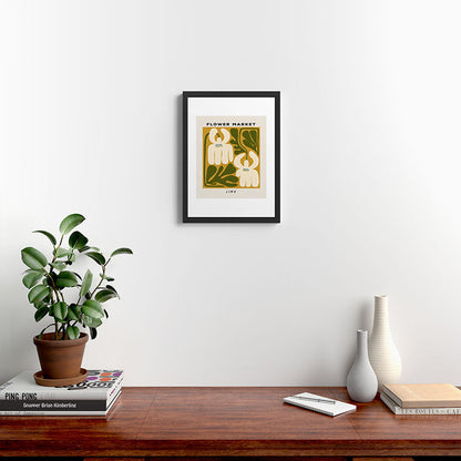 Flower Market Lima, Retro Eclectic Floral Print Framed Art Print Gallery Image 3