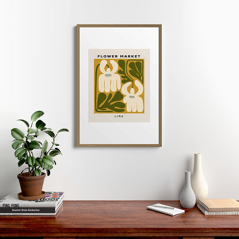 Flower Market Lima, Retro Eclectic Floral Print Framed Art Print Gallery Image 13