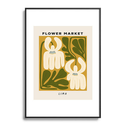 Flower Market Lima, Retro Eclectic Floral Print Framed Art Print Gallery Image 83