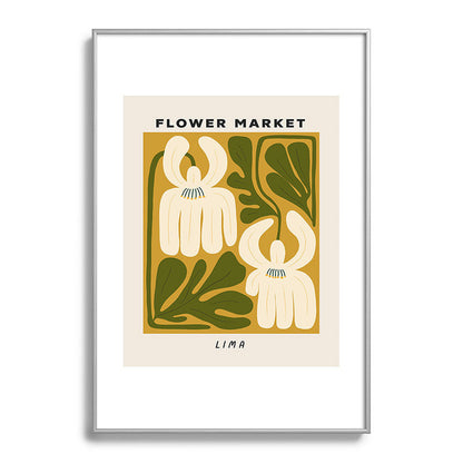 Flower Market Lima, Retro Eclectic Floral Print Framed Art Print Gallery Image 97