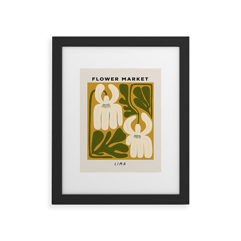Flower Market Lima, Retro Eclectic Floral Print Framed Art Print Gallery Image 33