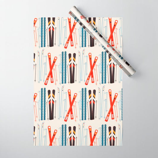 Retro Ski Illustration Wrapping Paper Gallery Image 1
