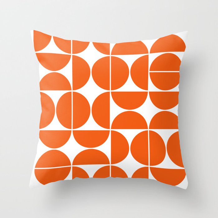Mid Century Modern Geometric 04 Orange Throw Pillow Gallery Image 4