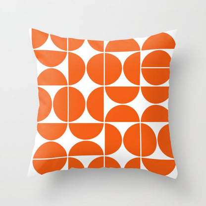 Mid Century Modern Geometric 04 Orange Throw Pillow Gallery Image 6
