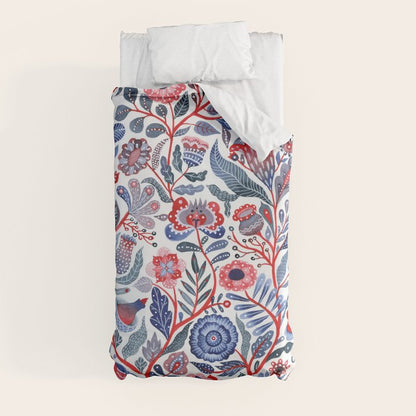 Botanical in red and blue Duvet Cover Gallery Image 4