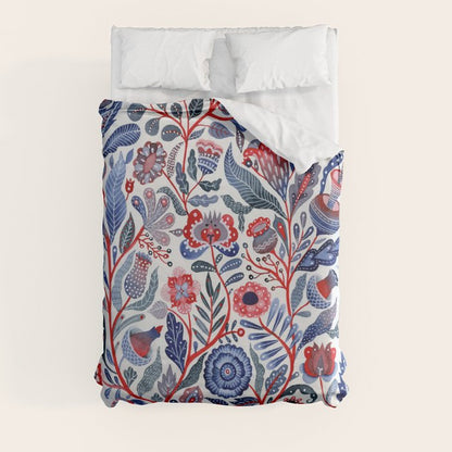 Botanical in red and blue Duvet Cover Gallery Image 8