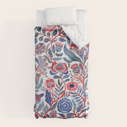 Botanical in red and blue Duvet Cover Gallery Image 5