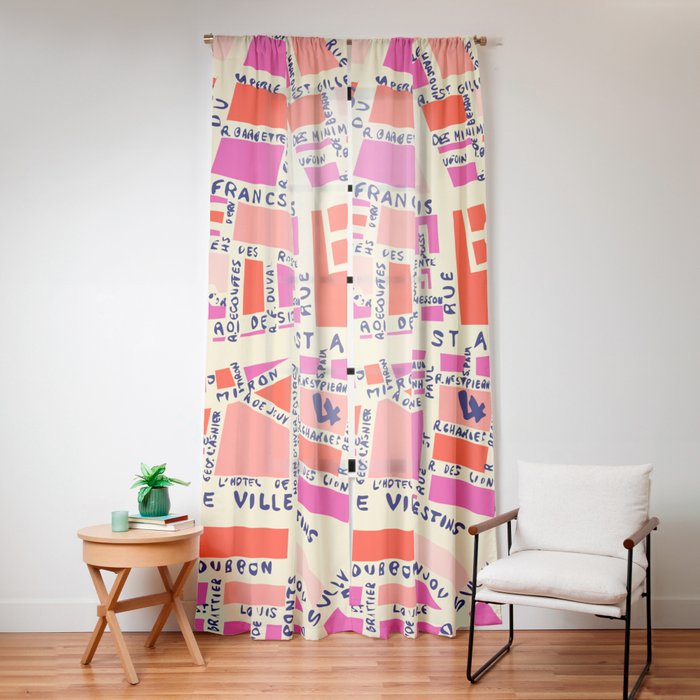 paris map pink Window Curtain Gallery Image 16