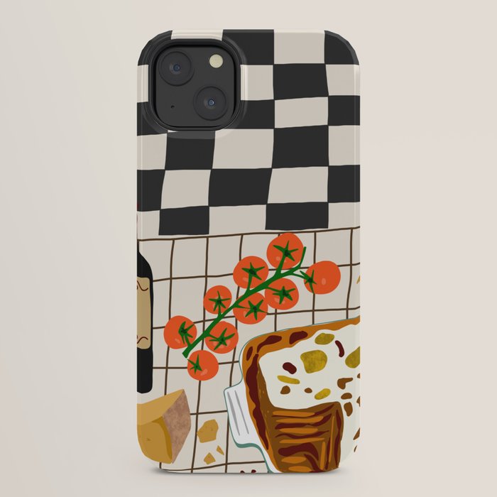Lasagna parmesan and wne dinner - homemade meal illustration iPhone Case Gallery Image 22