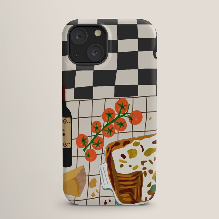 Lasagna parmesan and wne dinner - homemade meal illustration iPhone Case Gallery Image 17