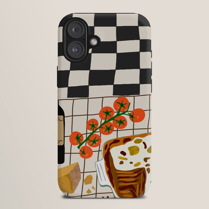 Lasagna parmesan and wne dinner - homemade meal illustration iPhone Case Gallery Image 10