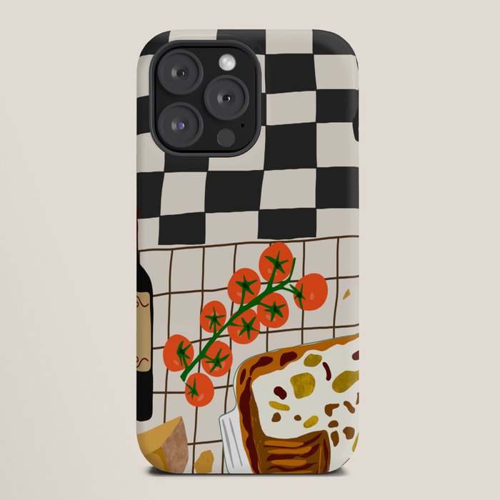 Lasagna parmesan and wne dinner - homemade meal illustration iPhone Case Gallery Image 20