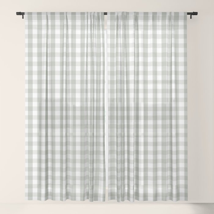 Desert Sage Grey Green and White Gingham Check Window Curtain Gallery Image 21