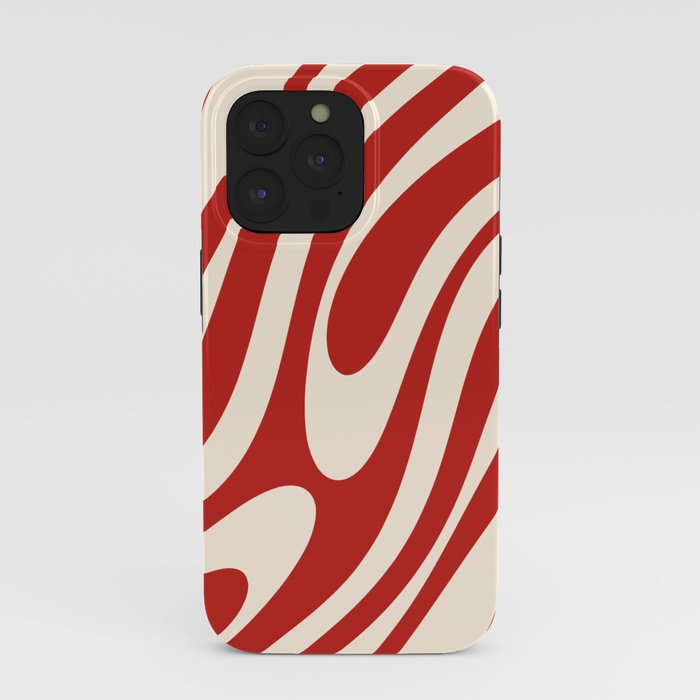 Wavy Loops Retro Abstract Pattern Red and Almond Cream iPhone Case Gallery Image 39
