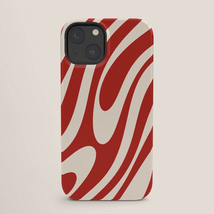 Wavy Loops Retro Abstract Pattern Red and Almond Cream iPhone Case Gallery Image 25