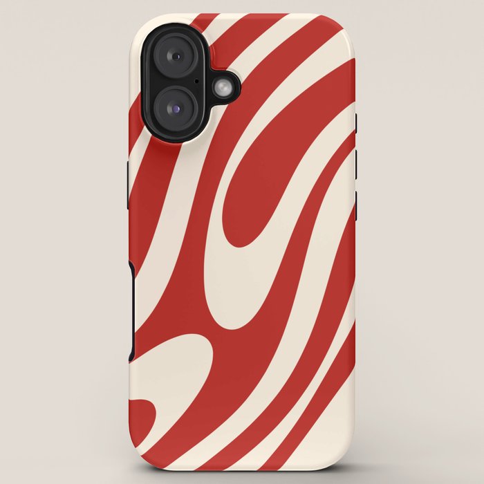 Wavy Loops Retro Abstract Pattern Red and Almond Cream iPhone Case Gallery Image 5